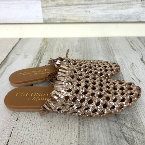 Coconuts by Matisse Women’s 6 Gold Leather Boho Slip-On Flat Sandals NEW - Picture 4 of 7